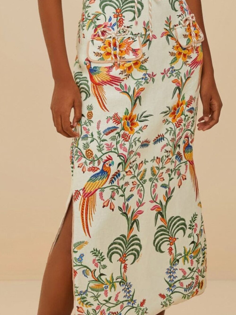 Farm Rio Top & Skirt Set - Size Small - Off-white delicate forest midi skirt - Picture 5 of 9